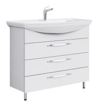 Тумба с раковиной Aqwella Аллегро 105 белая напольная, 3 ящика