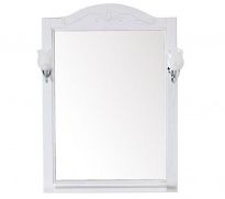 Зеркало ASB-Woodline Салерно 65 белое, патина серебро со светильниками