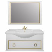 Мебель для ванной Tessoro Foster 105 подвесная белая с патиной золото