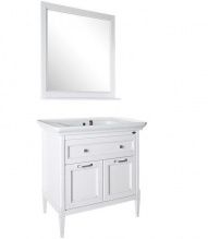 Мебель для ванной ASB-Woodline Гранда 85 белая, патина серебро