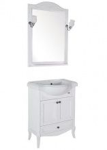 Мебель для ванной ASB-Woodline Салерно 65 белая, патина серебро