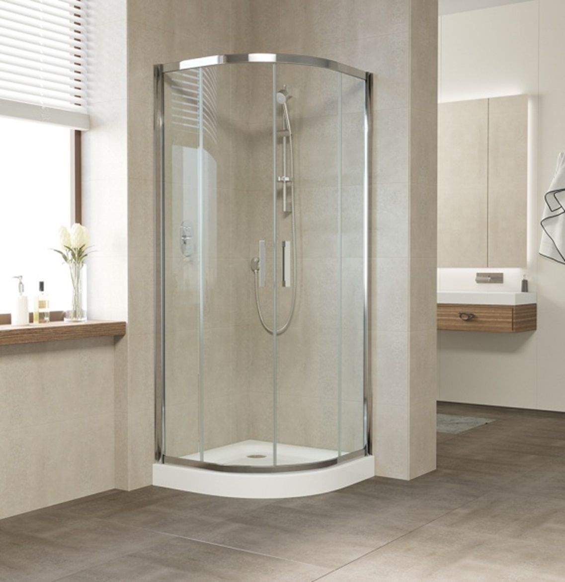 Душевое ограждение Vegas Glass ZS 110 01 10 профиль белый, стекло сатин